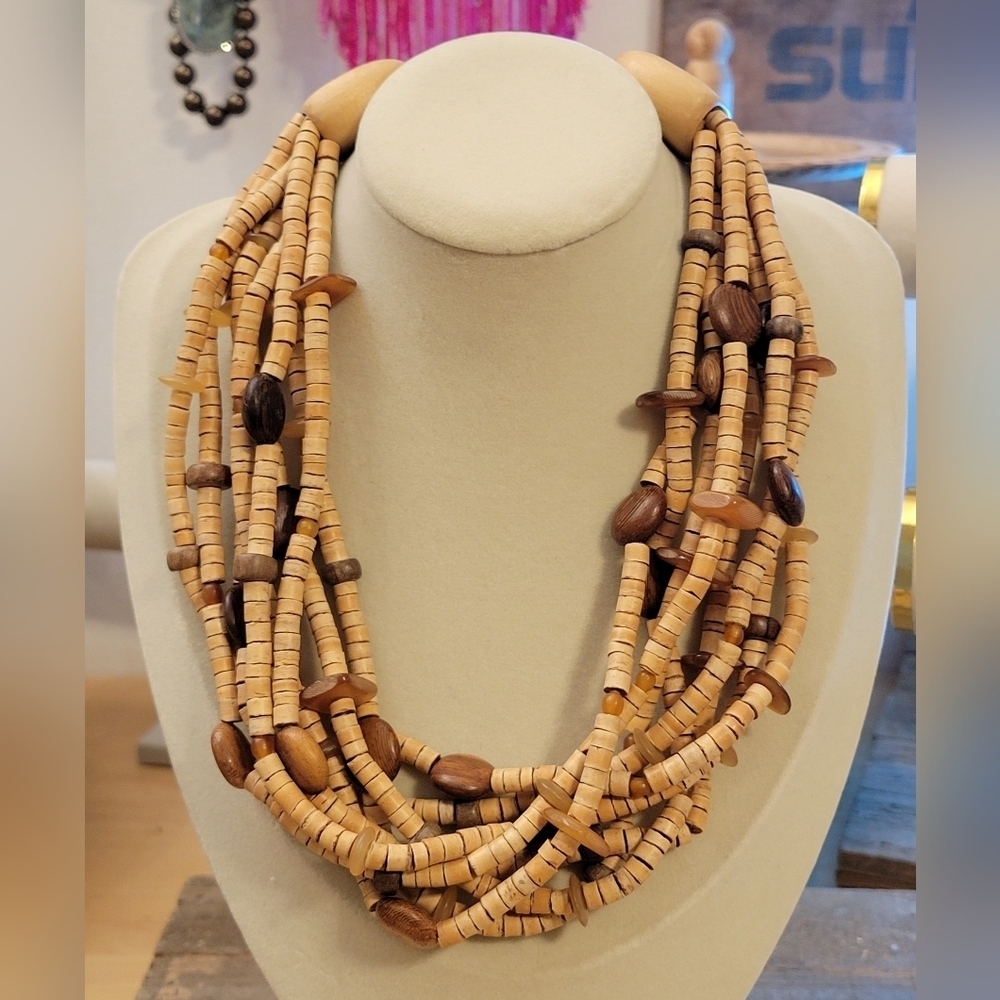 Multi-strand Wooden Beaded Necklace